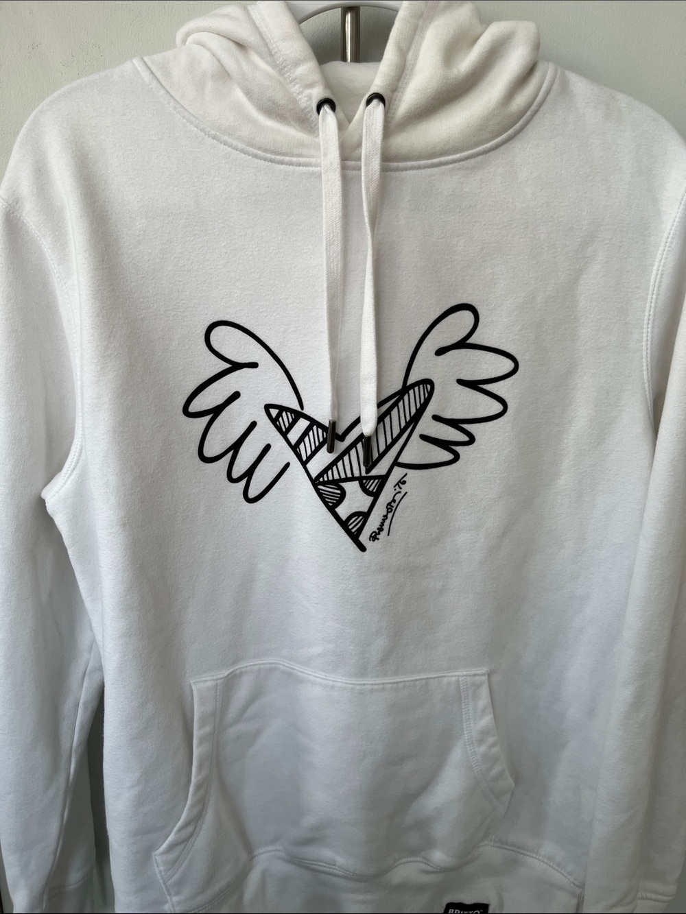 BRITTO Hoodie- Big Heart with Wings- White- Size S